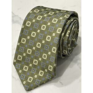 Saks Fifth Avenue Green Geometric Silk Jacquard Tie 60 x 3.75